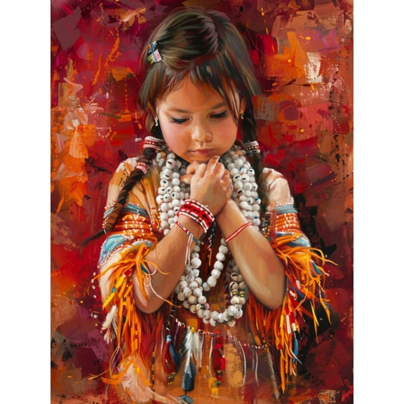 DIY 5D Diamond Art American Native Indian People Paint with Full Drill Round Diamond Gems Painting by Number Kits for Adults Art Craft Home Wall Decor 15.8x19.8in(1)