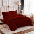 thumbnail image 2 of DNG Creations 3 Piece Vintage Ruffle Duvet Cover 100% Egyptian Cotton, 800 Threads Count - With Zipper & Corner Ties ( Oversized Queen - Solid Burgundy ), 2 of 7