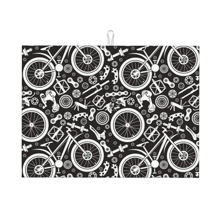 

Dish Drying Mat Bike Pattern Mechanical Highly Absorbent Microfiber Drying Mat Kitchen Counter or Sink Drawer Liner 18x24 Kitchen Drying Mat Coffee Mat Kitchen Essentials