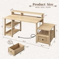 thumbnail image 6 of Romorgniz 60" Office Desk Computer Desk with Drawers & 4 Open Storage Shelves Executive Desk with Power Outlets & LED Light Home Office Desk with Monitor Stand for Working Writing,Gray, 6 of 7