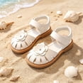 thumbnail image 2 of FINALGANG Little Girls Adjustable Ankle Strap Rhinestone Floral Multi Thin Strap Open Toe Sandals Thick Flat Sole Summer Casual Princess Sandals Classic Shoes 2-2.5 Years, 2 of 4