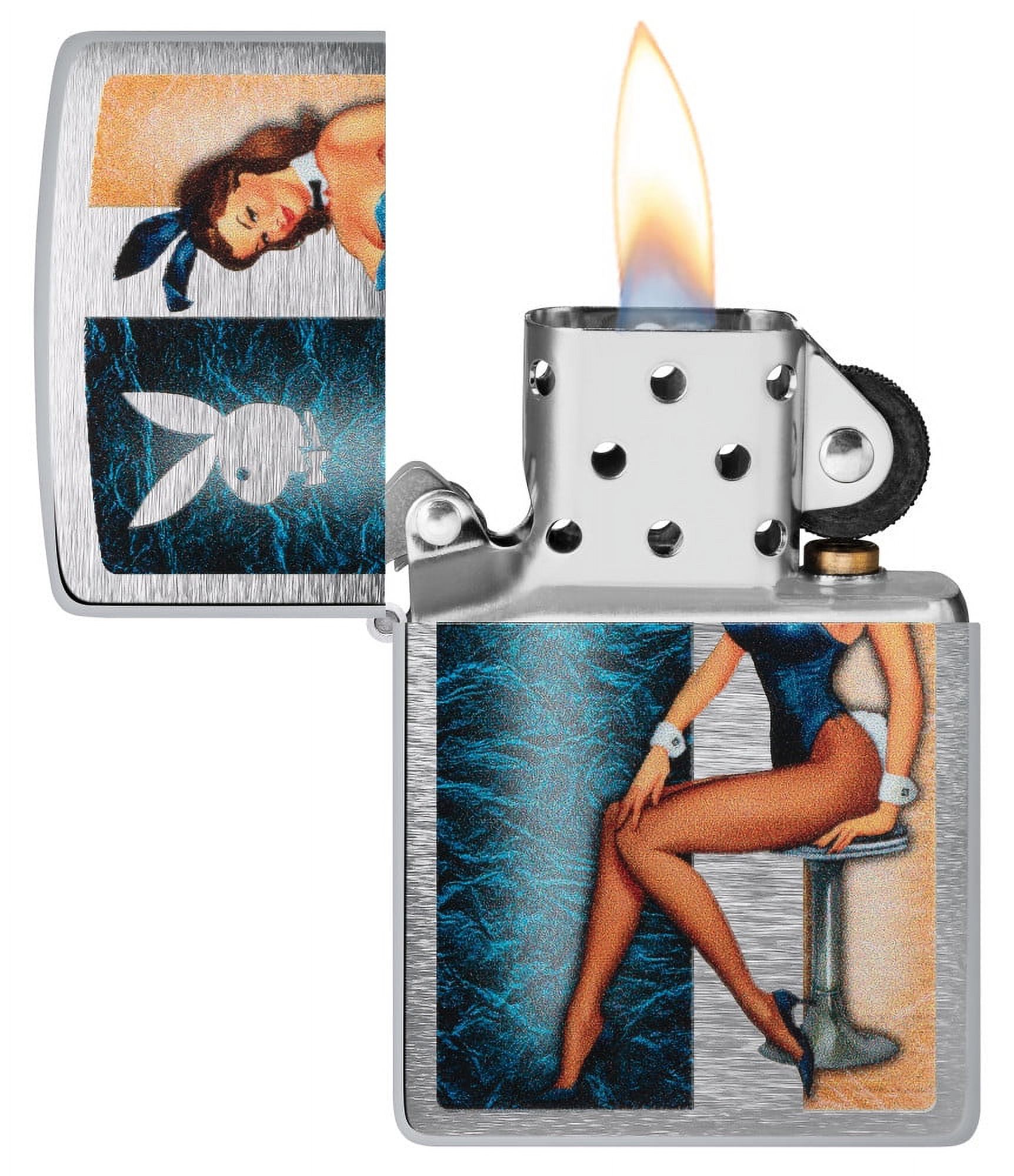 Zippo Playboy Playmate Brushed Chrome Pocket Lighter