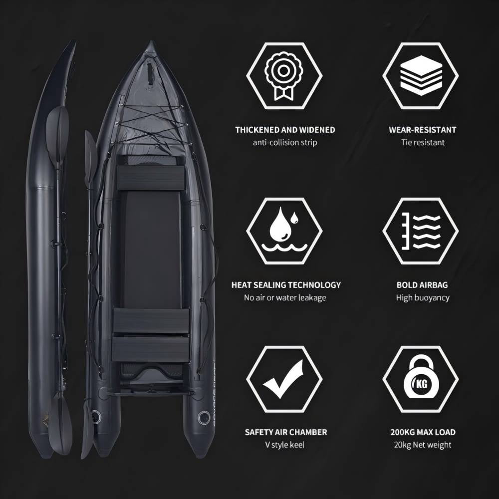 Ikuby 2 Person Inflatable Fishing Kayak PVC Boat - 130 x 43 x 11.8 Inches