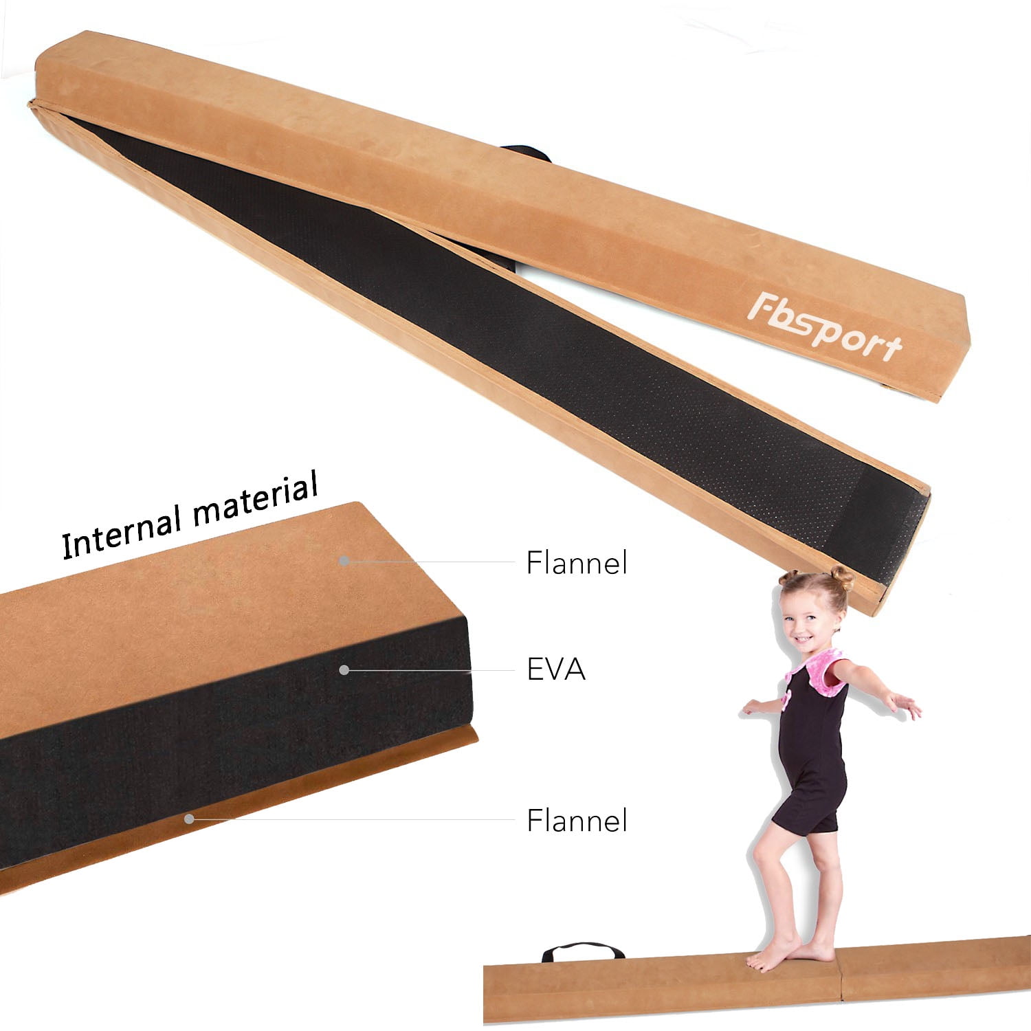Fbsport Brown 2.4m/7.9ft Folding Sectional Gymnastics Floor Balance
