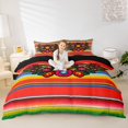 thumbnail image 2 of jejeloiu Colorful Fiesta Duvet Cover Queen For Men Women,Folk Print Queen Bedding,Multicolor Black,Black Reversible,3pcs,1 Duvet Cover and 2 Pillowcases, 2 of 6