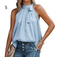 thumbnail image 2 of Jumpingount Blusa sin mangas Niñas Elegante Bowknot Camisa Cumpleaños Boda Vacaciones Top Playa Vacaciones Oficina Ropa de verano Prendas para la parte del cuerpo Azul S Jumpingount AP011046-09, 2 of 5