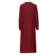 thumbnail image 3 of Robe à Manches Longues Femme Mode Décontractée Col en V Boutonnée Robe à Manches Longues en Coton et Lin avec Poche Unie Longues Robes Robes en Lin pour Femmes Été Longues Robes pour Femmes Été, 3 of 5