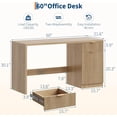 thumbnail image 4 of Garvee 60" Executive Desk with Storage, Modern Home Office Desk with Drawer & Cabinet, Wood Fluted Computer Desk for Study, Conference Table, Living Room, Bedroom, 4 of 9
