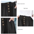 thumbnail image 4 of Pantalones cortos casuales de verano cómodos para mujer, cintura alta elástica, botón frontal, pantalones cortos de pierna ancha con bolsillos laterales, 4 of 6