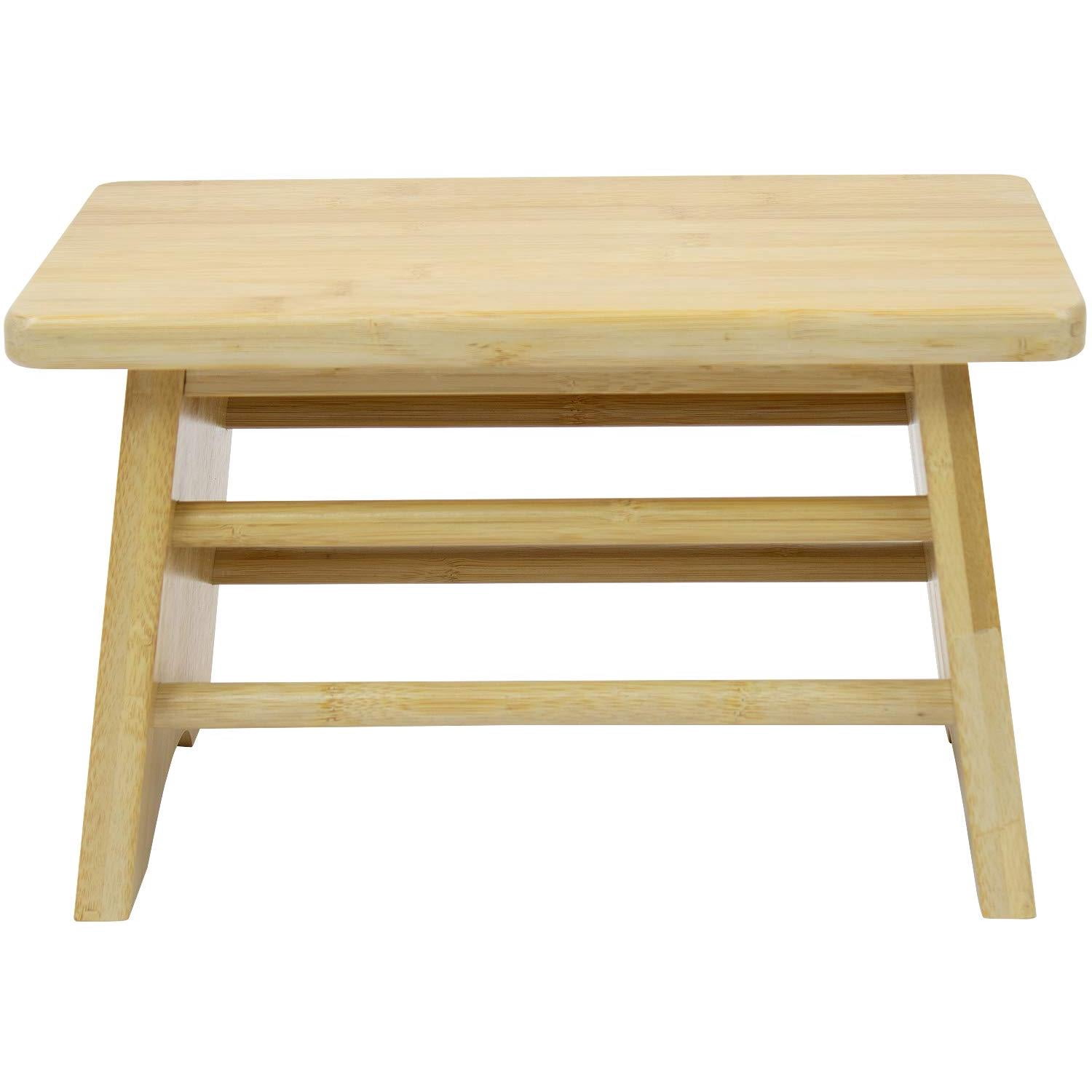 Sorbus Bamboo Step Stool for Kids & Adults, Non-Slip Wooden Bathroom Step Stool, Natural