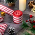 thumbnail image 4 of 2 Rolls Christmas Wired Edge Ribbon Christmas White Red Striped Fabric Ribbon Farmhouse Craft Ribbon for DIY Gift Wrapping Wreath Floral Arrangement Bow Decoration,2.5 Inch x 12 Yard, 4 of 7