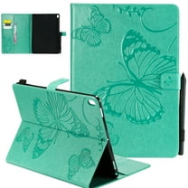 iPad 10.2" Case 8th 7th Generation, Allytech Slim Fit Folio Flip PU Leather Butterfly Embossed Smart Cover Auto Sleep Wake Protection TPU Back Cover Case for Apple iPad 10.2-inch 2020 2019, Green