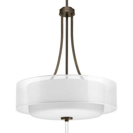 Progress Lighting, Invite Collection, 4-Light Pendant, Antique Bronze, Translucent Sheer Mylar Shade