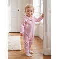 thumbnail image 6 of Cenuakty Baby Jumpsuit Long Sleeve Stripes Print Button Up Romper Footless Pajamas, 6 of 9