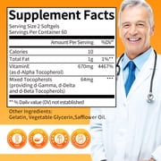 (2 Pack)Vitamin E Capsules,1000 IU Mixed Tocopherols, Antioxidant Protection & Immunity Boost Supplement, 120 Softgels
