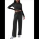 thumbnail image 1 of Conjunto Deportivo Y2K de Dos Piezas para Mujer, con Larga, Top Ajustado y Pantalones Anchos, Ideal para y Otoño Negro L, 1 of 8