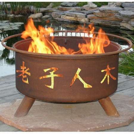 Patina Chinese Symbols 31 Diam Fire Pit With Grill And Free Cover