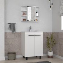 FM FURNITURE Cowen 2 Piece Bathroom Set White Engineered Wood