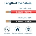 thumbnail image 2 of MMOBIEL 8 AWG Electrical Silicone Wire - 8 Gauge (8,37mm²) Tinned Copper Cable - 2 Separate Wires Red & Black Each 2,5 m / 8.2 ft for Refrigerators, Air Conditioners, Car Battery, Welding Battery, 2 of 5