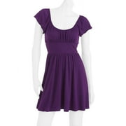 Juniors' Plus Flutter-Sleeve Knit Banded Babydoll Dress