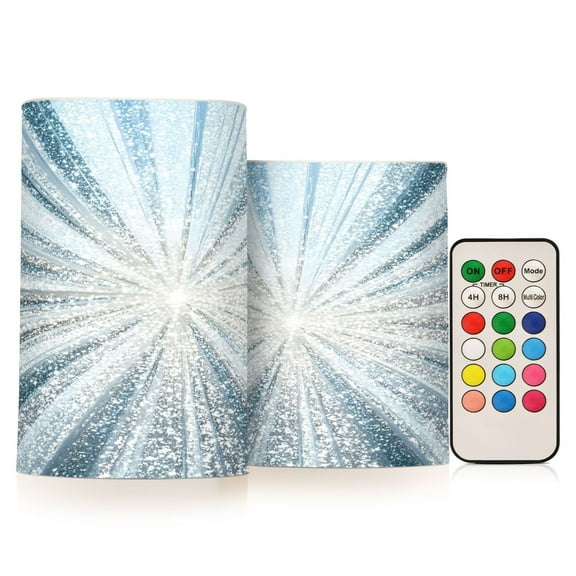 ALAZA Blue Fireworks 2 PCs LED Flickering Flameless Candles with Remote Timer Battery Operated Candle