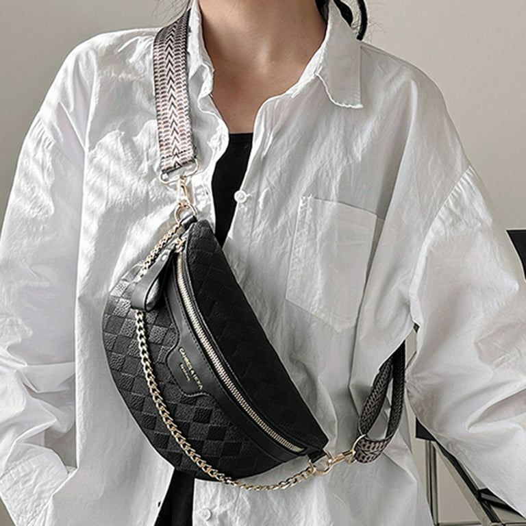 Silver Chain Strap Lattice Shoulder Bag