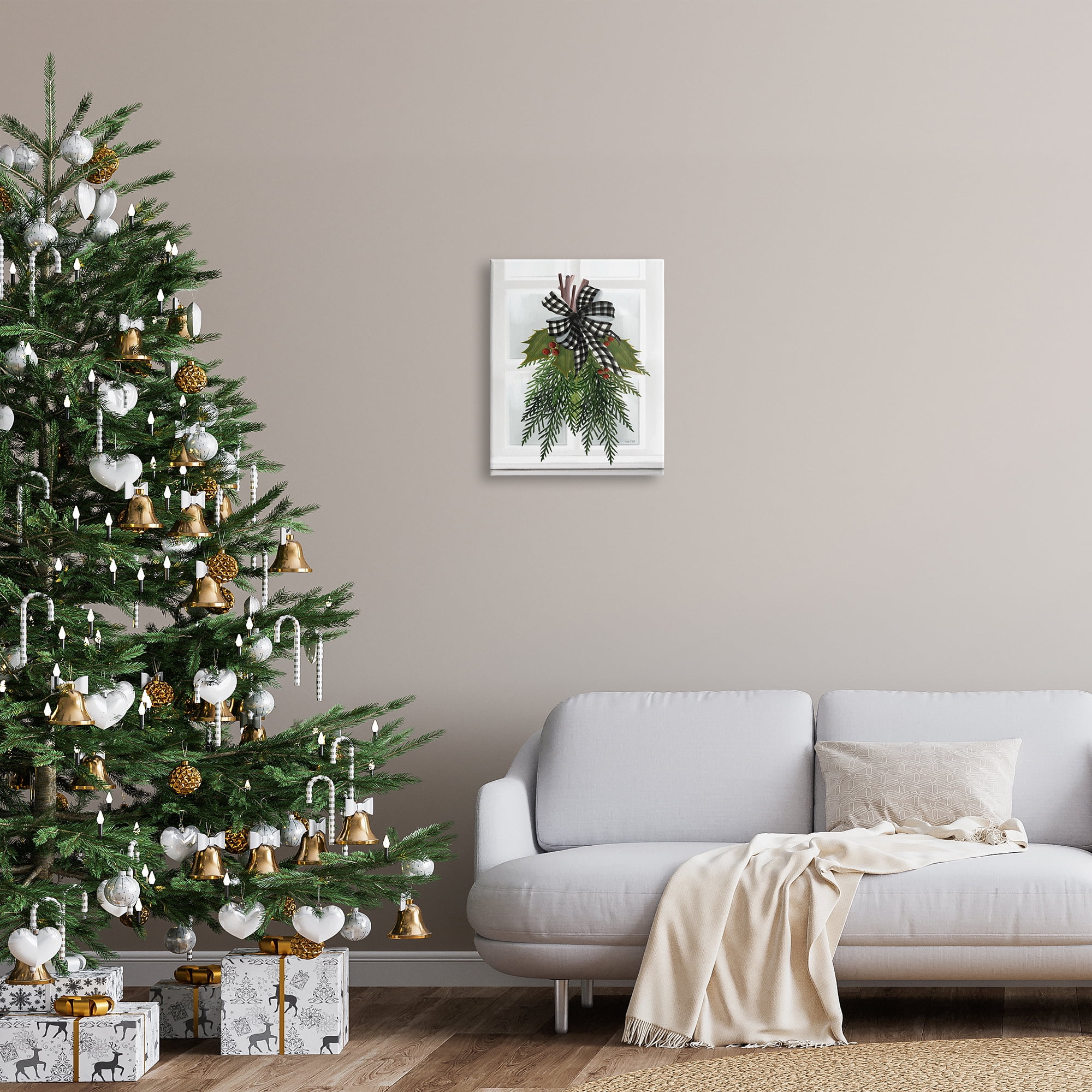 Stupell Industries Hanging Holly Botanicals Mistletoe Seasonal Winter Flowers Graphic Art Gallery Wrapped Canvas Print Wall Art, Design by House Fenway
