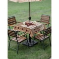 thumbnail image 3 of Outdoor Tablecloth with Umbrella Hole and Zipper, Red Texas Star Vintage Square Table Cloth 60x60 Inch Waterproof Tablecloth, Farmhouse Berry Brown Wooden Picnic Table Cover for Patio Camping, 3 of 7