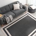 thumbnail image 4 of CAMILSON Crystal Dark Grey Area Rug, 3' x 5' Bordered, for Living Room, Bedroom, Dining Room Dark Grey / Cream Indoor Area Rugs, 4 of 9