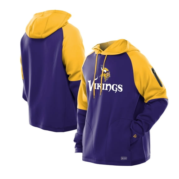 Men's New Era  Purple Minnesota Vikings Combine Authentic Color Block Raglan Pullover Hoodie