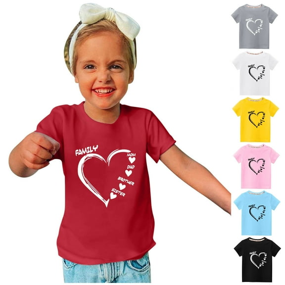 GERsome Unisex Kids Valentines Day T-Shirts, Boys Girls Cute Love Heart Graphic T-Shirt,Soft Cotton Crewneck Tee Casual Short Sleeve Tee Tops, Size 3-10 Years, Red/3-4 Years