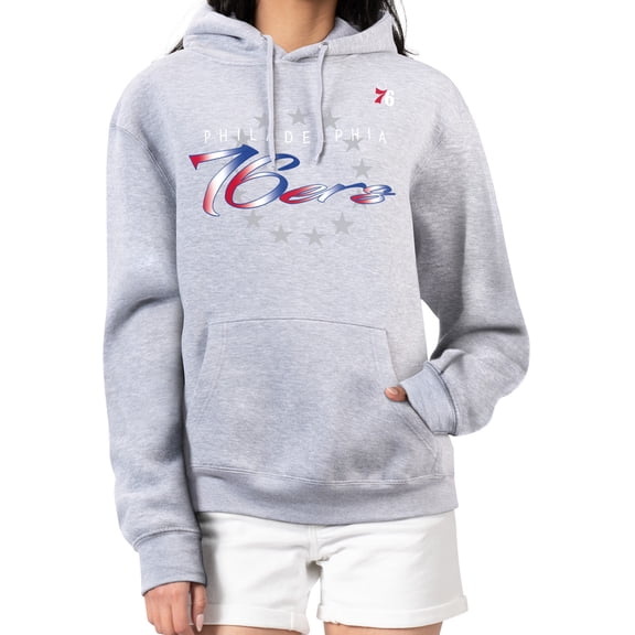 Women's G-III 4Her by Carl Banks Gray Philadelphia 76ers Shadow Logo Tri-Blend Fleece Hoodie
