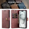 thumbnail image 6 of For iPhone 15 DG.MING Crazy Horse Texture Detachable Magnetic Leather Phone Case,Red,For iPhone 15, 6 of 9