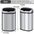 thumbnail image 6 of CL.HPAHKL 50 Liter Motion Sensor Trash Can, 13 Gallon Stainless Steel Kitchen Garbage Can with Lid, Automatic Waste Bin for Home Office, Bathroom, Silver, 6 of 7