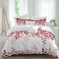 thumbnail image 2 of Red Eucalyptus Leaves Duvet Cover Set, Summer Botanical Weeping Soft Duvet Cover Full Size Bedding Set 4 Pieces, 1 Quiltcover and 2 Pillowcases with Zipper, 1 Bed Sheet for All Seasons, 2 of 9