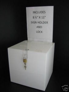 Black Acrylic 12" x 12" Locking Ballot Box with Removable Header 
