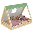 thumbnail image 5 of Bellemave Full Size Teepee House Floor Bed Frame with Tent and Light, Solid Wood Montessori Floor Bed with Guardrails, Bedroom, No Spring Box Needed, 5 of 7