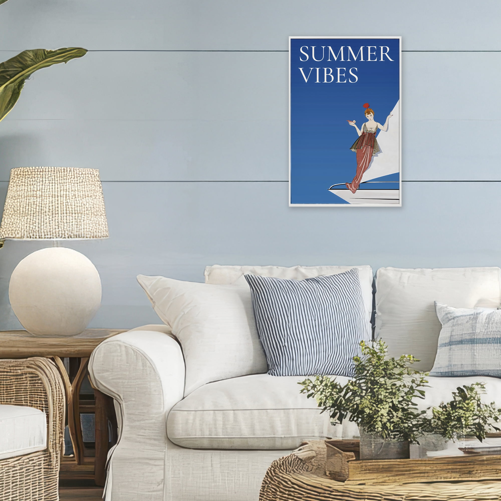 Stupell Industries Summer Vibes Vintage Yacht White Framed Giclee Art, design by Creative Studio