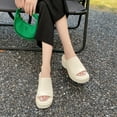 thumbnail image 4 of Women's Platform Wedge Sandals Comfort Black Open Toe Slip On Wedges Chunky Slides Foam Chunky Summer Slides, 4 of 7