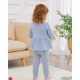 thumbnail image 5 of 6 Months Baby Girls Clothes 12 Months Girls Fall Winter Outfits Set Solid Color Infant Girl Long Sleeve Sweatshirt Top Pants Set Light Blue, 5 of 6