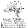 thumbnail image 2 of Amerock Mulholland 1-1/2 in (38 mm) Length Satin Nickel Cabinet Knob, 2 of 7