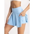 thumbnail image 3 of Luce y siéntete genial mientras juegas tenis: falda deportiva para yoga y fitness con pantalones cortos incorporados y bolsillos laterales, 3 of 4