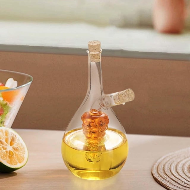 Aceitera y vinagrera Dispensador de aceite de cocina Recipiente de vidrio para cocinar Botella de aceite de cocina Botella transparente con racimo de
