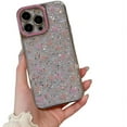 thumbnail image 6 of for iPhone Case,Luxury ElectroPlated Frame Clitter Sparkly Flower Bow Pattern Clear Soft Shockproof Phone Case (Blue,iPhone 11), 6 of 6