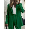 thumbnail image 4 of Women Suits 2 Piece Set Business Casual Dressy Oversized Blazer Jacket and Wide Leg Pants Emerald Green L, 4 of 9