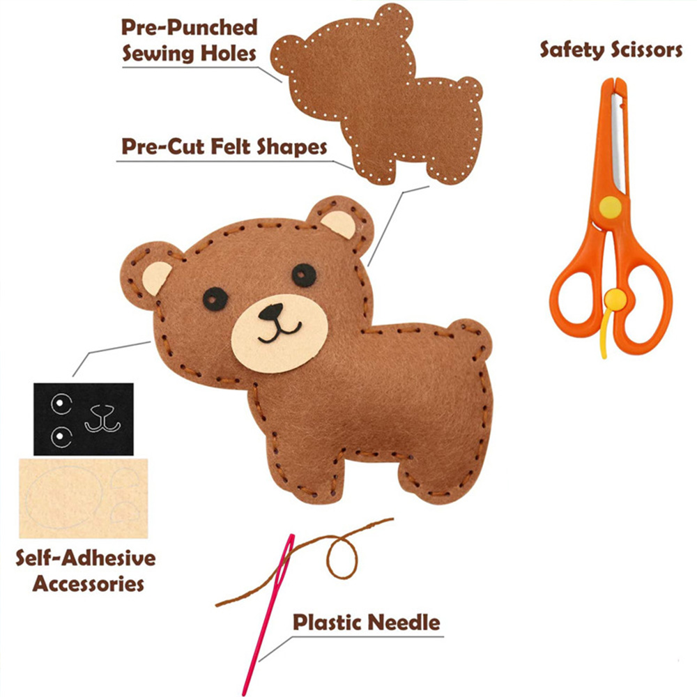 Jetcloudlive Kids Sewing Kit Woodland Animals Craft Kit - Make Your Own Stuffed Animal Kit - Felt Stitch Art and Craft Toys for Boys and Girls 