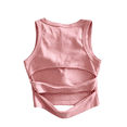 thumbnail image 5 of GiLiling Kids Solid Color Hollow Out Backless Camisole Vest Round Neck Fashion Top (Pink, 4-5 Years), 5 of 8