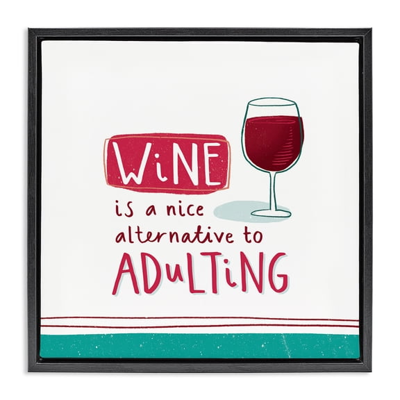 Stupell Industries Eclectic Funny Wine Phrase Black Floating Frame Canvas Art, 18 x 18, by Courtney Morgenstern