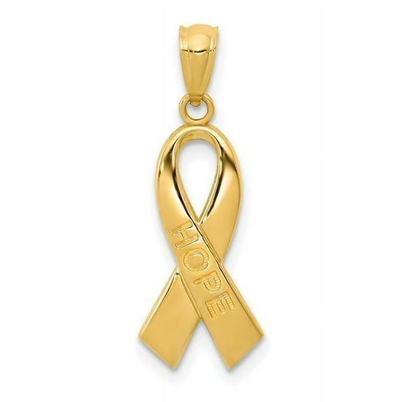 Finest Gold 14K Yellow Gold Polished Hope Ribbon Pendant