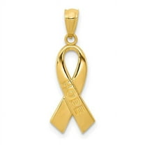 Finest Gold 14K Yellow Gold Polished Hope Ribbon Pendant